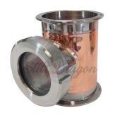 4" x 4" x 3" Copper Sight Glass Union TriClamp Tee